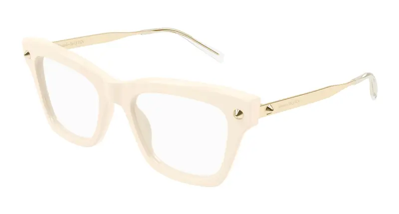 Alexander McQueen Donna AM0484O 008 Montature da vista Acetato Avorio Trasparente Squadrata