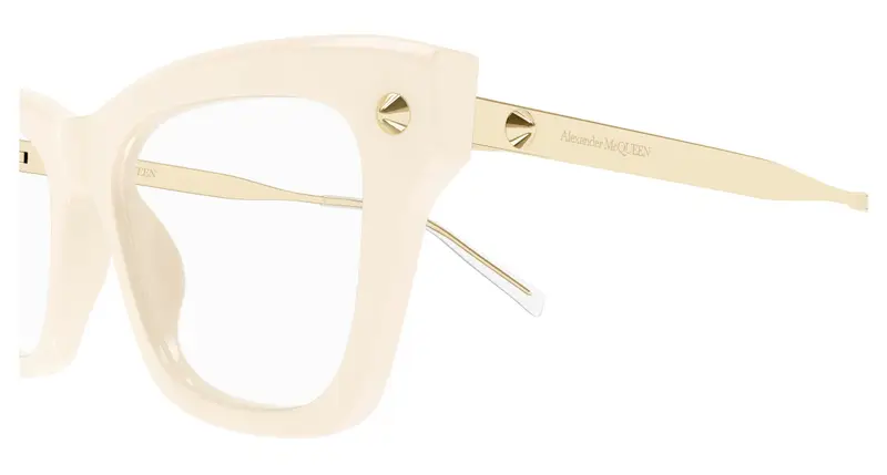 Alexander McQueen Donna AM0484O 008 Montature da vista Acetato Avorio Trasparente Squadrata miniatura 2