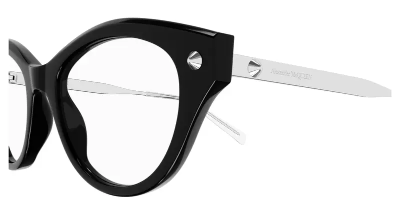 Alexander McQueen Donna AM0485O 001 Montature da vista Acetato Nero Trasparente Cat Eye miniatura 2