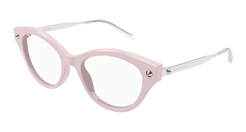 Alexander McQueen Donna AM0485O 003 Montature da vista Acetato Rosa Trasparente Cat Eye