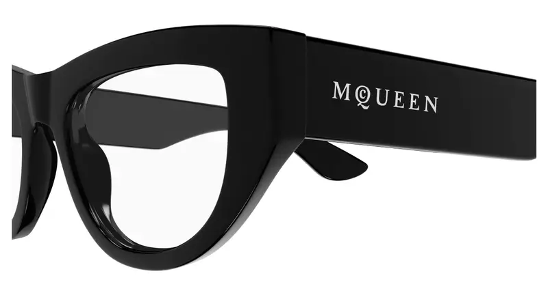 Alexander McQueen Donna AM0512O 001 Montature da vista Acetato Nero Trasparente Cat Eye miniatura 2