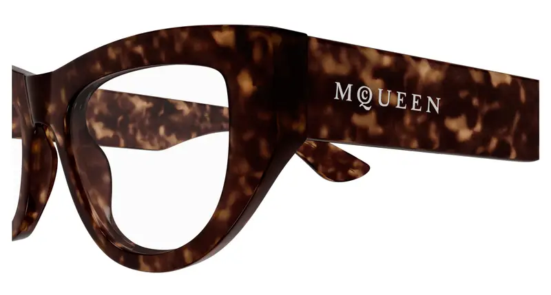 Alexander McQueen Donna AM0512O 002 Montature da vista Acetato Havana Trasparente Cat Eye miniatura 2
