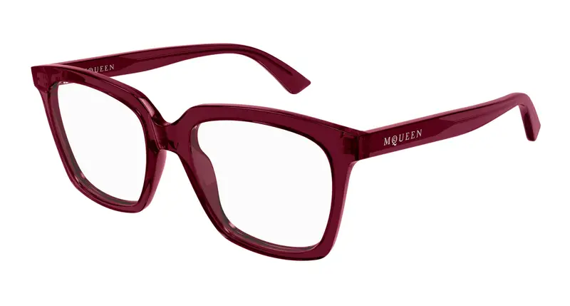 Alexander McQueen Donna AM0513O 003 Montature da vista Acetato Bordeaux Trasparente Cat Eye