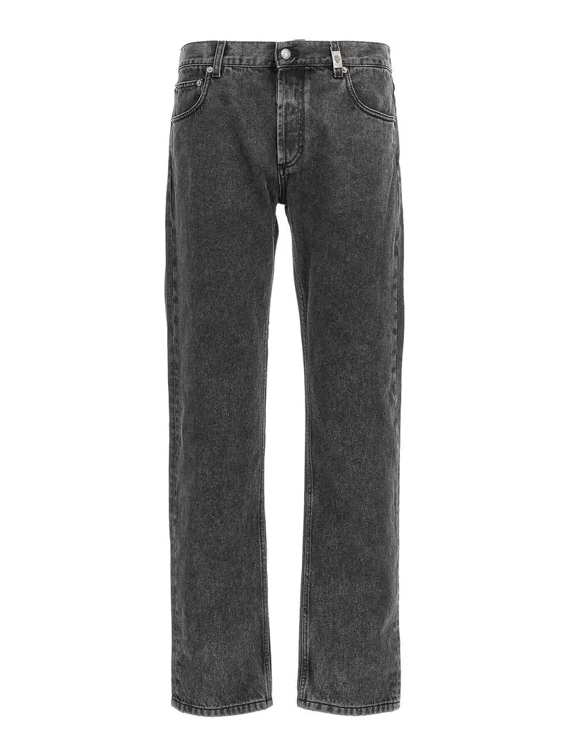 Jeans con placca metallica Nero