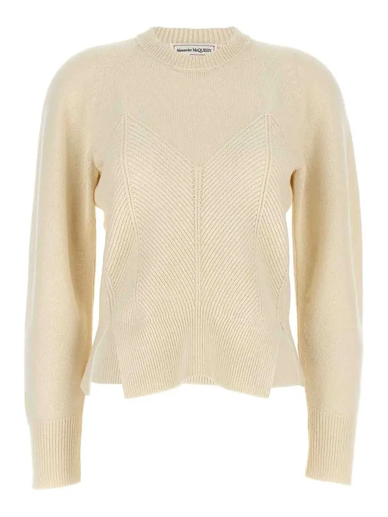 Maglione con corsetto Chevron Bianco