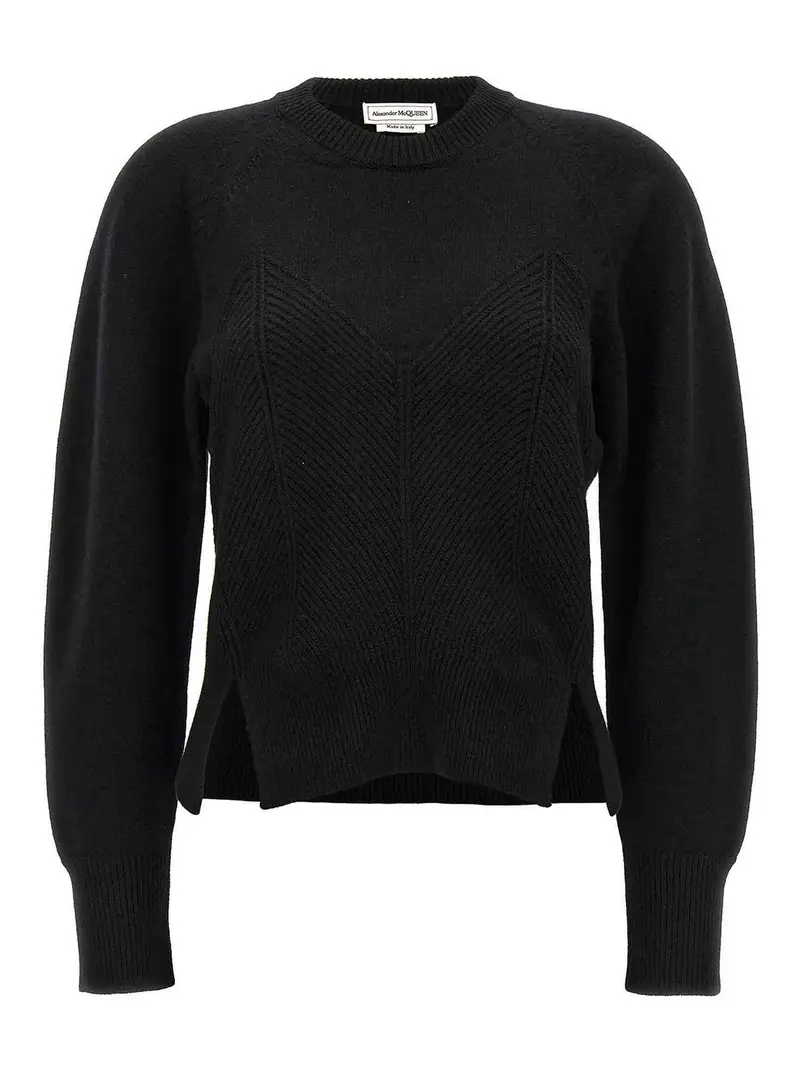 Maglione con corsetto Chevron Nero