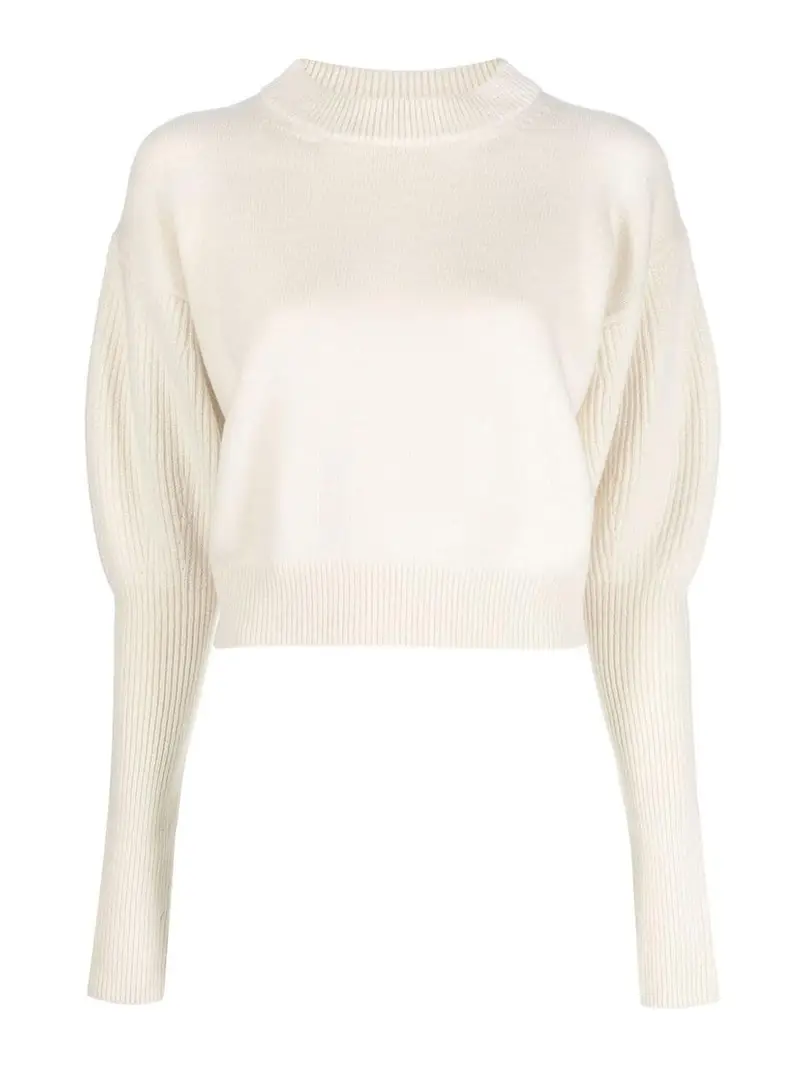Maglione Cropped In Lana-Cashmere Bianco