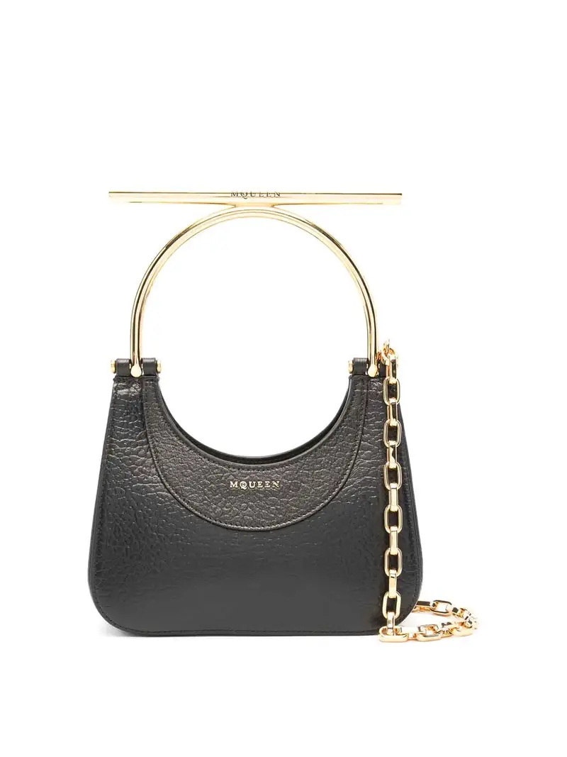 Mini borsa tote con tracolla in pelle Nero