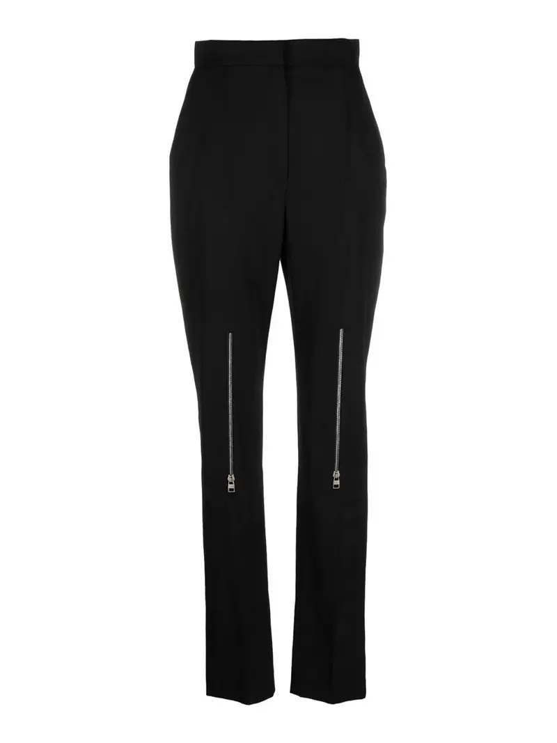 Pantaloni in lana con zip Nero