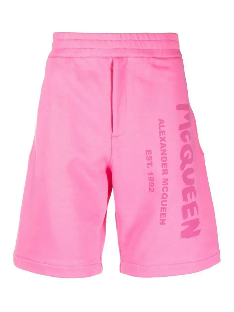 Shorts in cotone con stampa logo Rosa