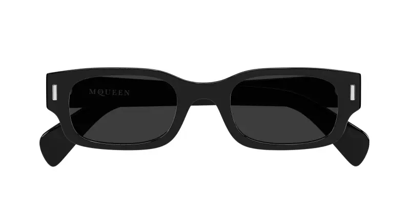 Unisex Alexander McQueen AM0549S 001 Occhiali da sole Acetato Nero Grigio Rotonda miniatura 2
