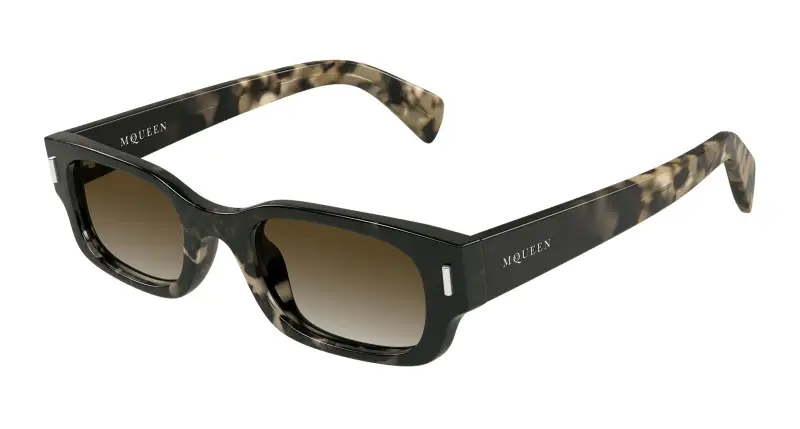Unisex Alexander McQueen AM0549S 002 Occhiali da sole Acetato Havana Marrone Rotonda
