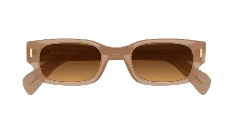 Unisex Alexander McQueen AM0549S 003 Occhiali da sole Acetato Marrone Marrone Rotonda miniatura 2