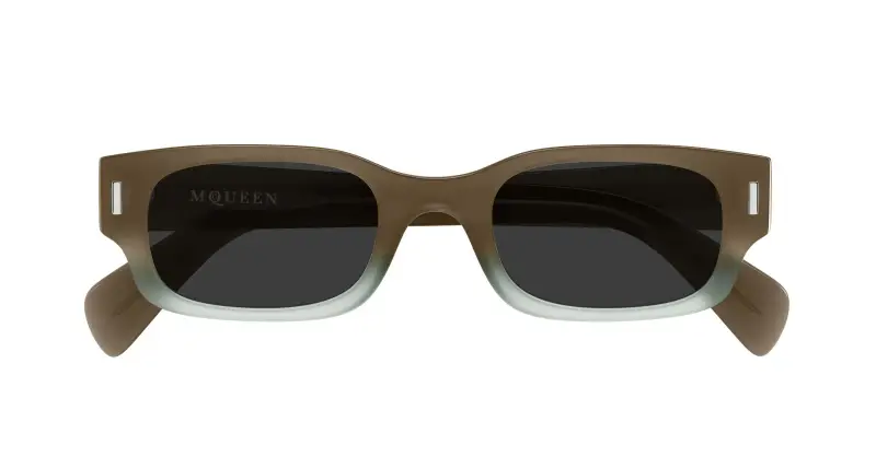 Unisex Alexander McQueen AM0549S 004 Occhiali da sole Acetato Marrone Grigio Rotonda miniatura 2