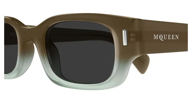 Unisex Alexander McQueen AM0549S 004 Occhiali da sole Acetato Marrone Grigio Rotonda miniatura 3