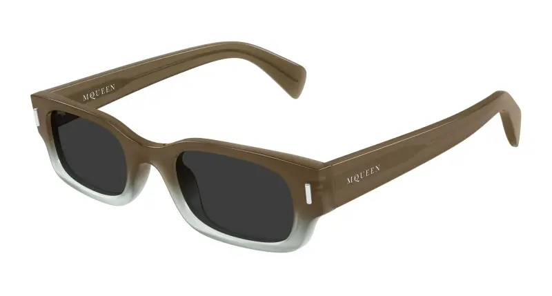 Unisex Alexander McQueen AM0549S 004 Occhiali da sole Acetato Marrone Grigio Rotonda