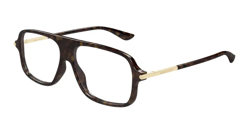 Unisex Alexander McQueen AM0555O 002 Montature da vista Acetato Havana Trasparente Pilot