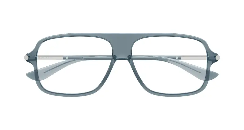 Unisex Alexander McQueen AM0555O 004 Montature da vista Acetato Blu Trasparente Pilot miniatura 2