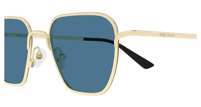 Unisex Alexander McQueen AM0561S 004 Occhiali da sole Metallo Oro Blu Squadrata miniatura 3
