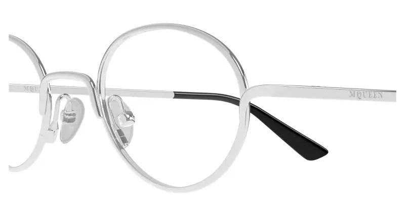 Unisex Alexander McQueen AM0562O 001 Montature da vista Metallo Argento Trasparente Rotonda miniatura 3