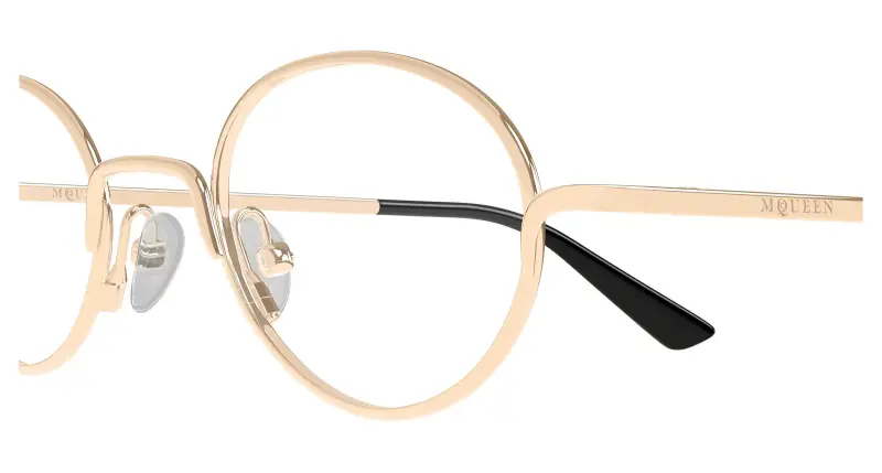 Unisex Alexander McQueen AM0562O 004 Montature da vista Metallo Oro Trasparente Rotonda miniatura 3