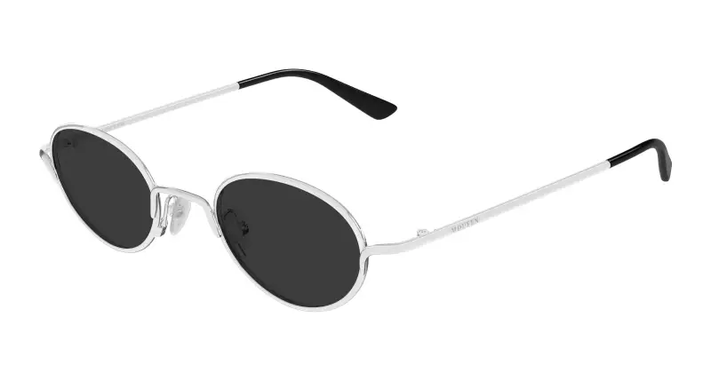 Unisex Alexander McQueen AM0562S 001 Occhiali da sole Metallo Argento Grigio Rotonda