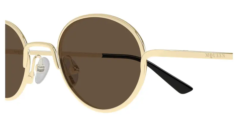 Unisex Alexander McQueen AM0562S 002 Occhiali da sole Metallo Oro Marrone Rotonda miniatura 3