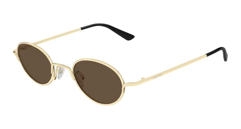 Unisex Alexander McQueen AM0562S 002 Occhiali da sole Metallo Oro Marrone Rotonda