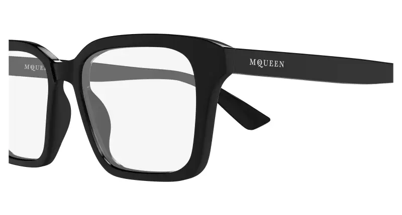 Unisex Alexander McQueen AM0566O 001 Montature da vista Acetato Nero Trasparente Squadrata miniatura 3