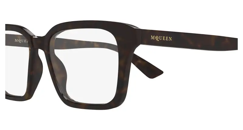Unisex Alexander McQueen AM0566O 002 Montature da vista Acetato Havana Trasparente Squadrata miniatura 3
