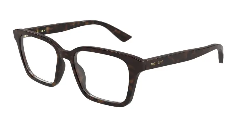 Unisex Alexander McQueen AM0566O 002 Montature da vista Acetato Havana Trasparente Squadrata