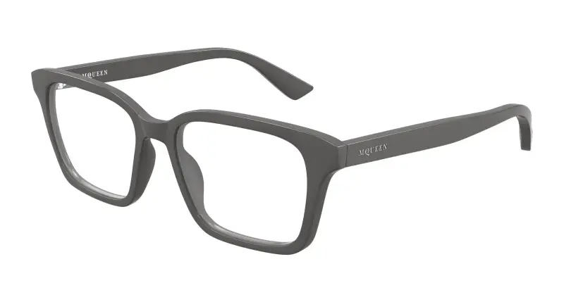Unisex Alexander McQueen AM0566O 003 Montature da vista Acetato Grigio Trasparente Squadrata