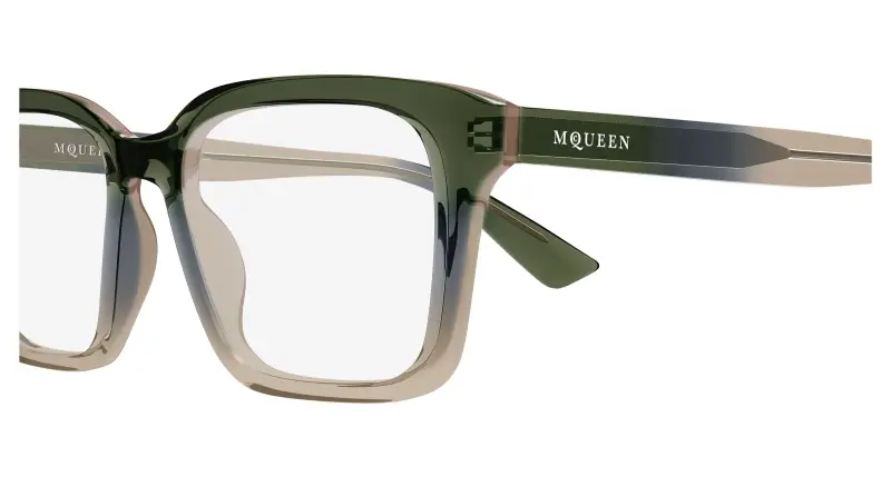 Unisex Alexander McQueen AM0566O 006 Montature da vista Acetato Verde Trasparente Squadrata miniatura 3