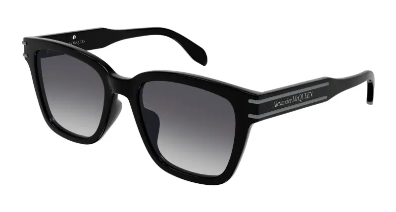 Unisex AM0399SA 001 Occhiali da sole Acetato Nero Grigio Squadrata Normale Sfumato
