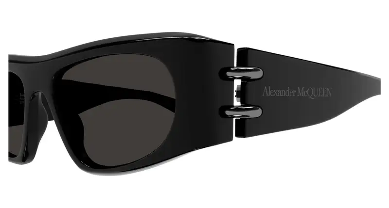 Alexander McQueen Unisex AM0471S 001 Occhiali da sole Acetato Nero Grigio Squadrata miniatura 2