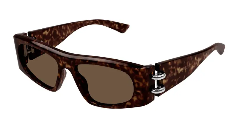 Alexander McQueen Unisex AM0471S 002 Occhiali da sole Acetato Havana Marrone Squadrata