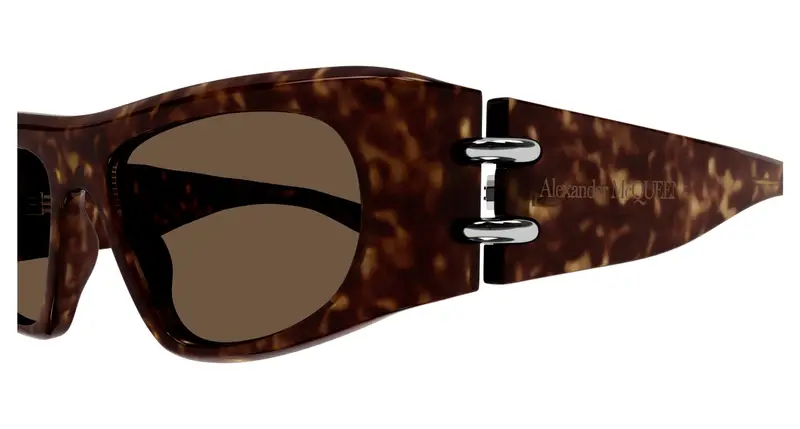 Alexander McQueen Unisex AM0471S 002 Occhiali da sole Acetato Havana Marrone Squadrata miniatura 2