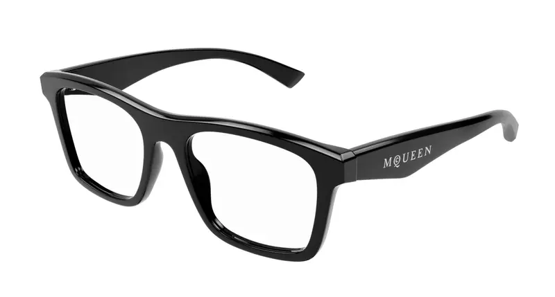 Alexander McQueen Unisex AM0475O 006 Montature da vista Acetato Nero Trasparente Squadrata