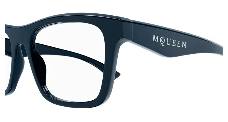 Alexander McQueen Unisex AM0475O 008 Montature da vista Acetato Blu Trasparente Squadrata miniatura 2