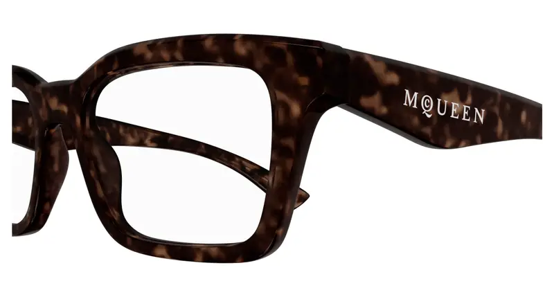 Alexander McQueen Unisex AM0476O 002 Montature da vista Acetato Havana Trasparente Squadrata miniatura 2
