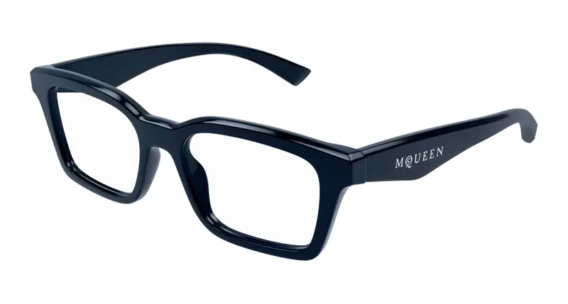 Alexander McQueen Unisex AM0476O 003 Montature da vista Acetato Blu Trasparente Squadrata