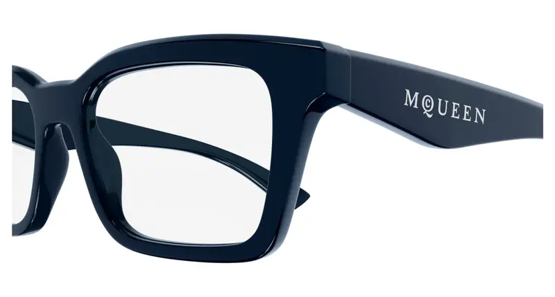 Alexander McQueen Unisex AM0476O 003 Montature da vista Acetato Blu Trasparente Squadrata miniatura 2