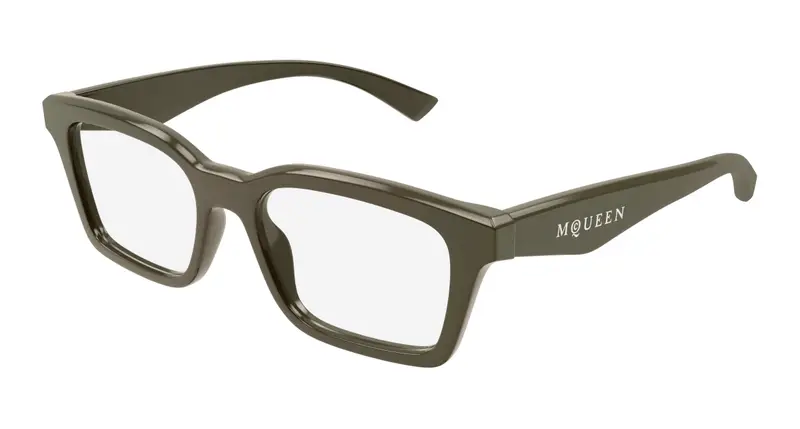 Alexander McQueen Unisex AM0476O 005 Montature da vista Acetato Marrone Trasparente Squadrata