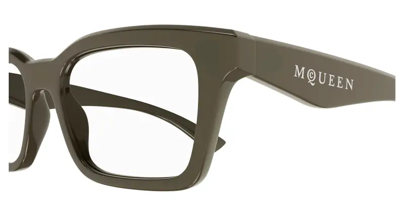 Alexander McQueen Unisex AM0476O 005 Montature da vista Acetato Marrone Trasparente Squadrata miniatura 2
