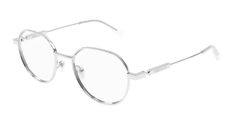 Unisex AM0479O 001 Montature da vista Acetato Argento Trasparente Rotonda