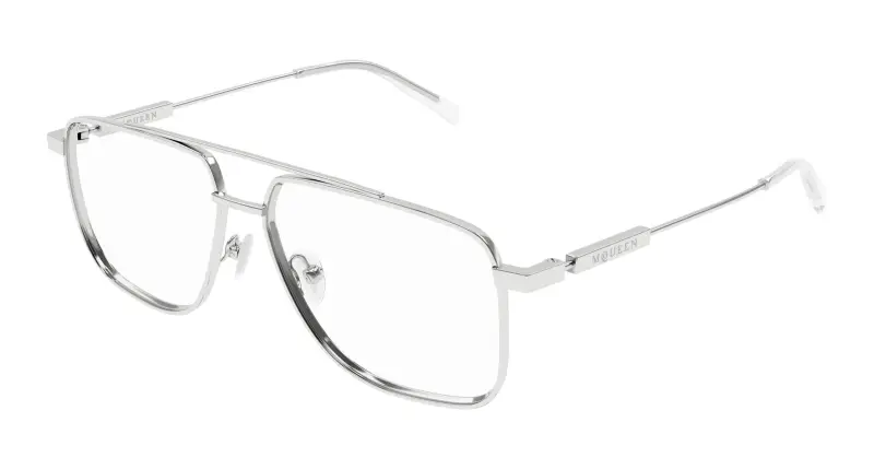 Unisex AM0480O 001 Montature da vista Acetato Argento Trasparente Pilot