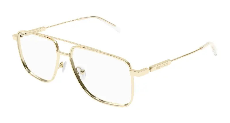 Unisex AM0480O 002 Montature da vista Acetato Oro Trasparente Pilot