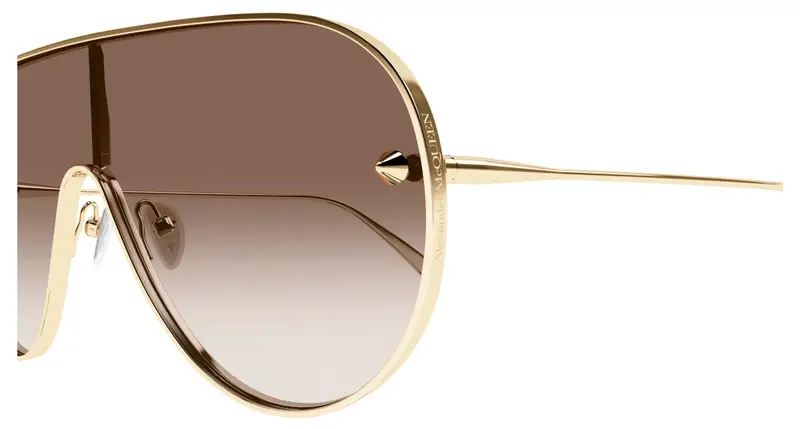 Alexander McQueen Unisex AM0481S 002 Occhiali da sole Metallo Oro Marrone Pilot miniatura 2