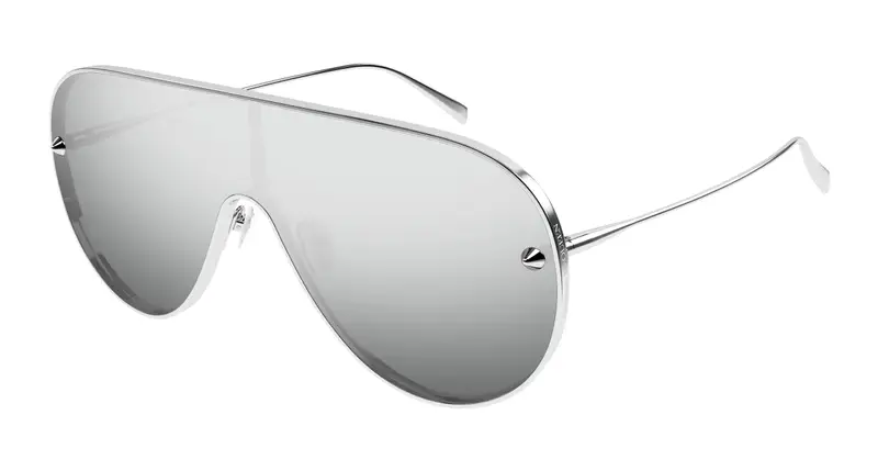 Alexander McQueen Unisex AM0481S 004 Occhiali da sole Metallo Argento Argento Pilot