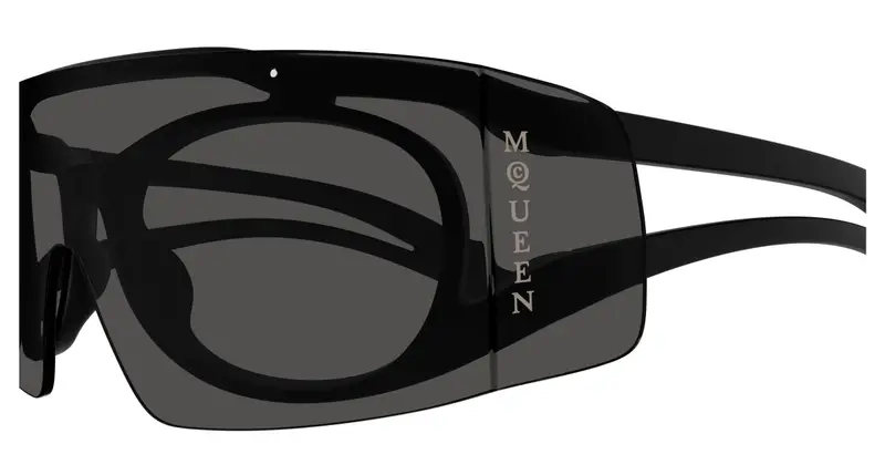 Alexander McQueen Unisex AM0489S 001 Occhiali da sole Bio-iniettato Nero Grigio Maschera miniatura 2